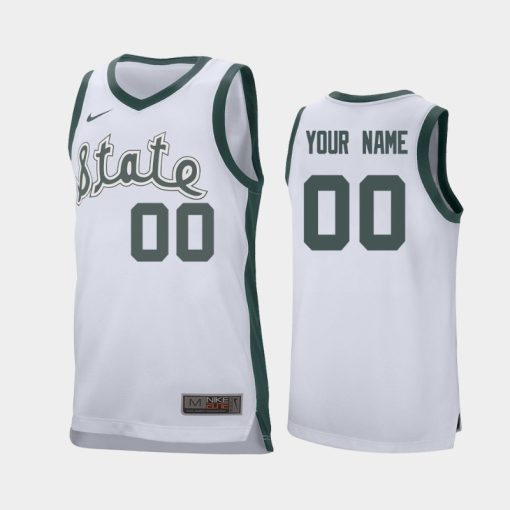 Custom Michigan State Spartans White 2019-20 Retro College Basketball Jersey