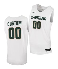 Custom Michigan State Spartans White 2020-21 Basketball Jersey