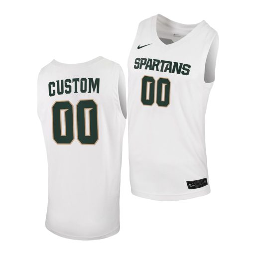 Custom Michigan State Spartans White 2020-21 Basketball Jersey