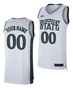 Custom Michigan State Spartans White Retro Limited College Baketball Jersey Michigan State Spartans
