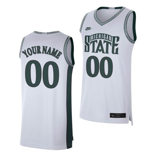 Custom Michigan State Spartans White Retro Limited College Basketball Jersey