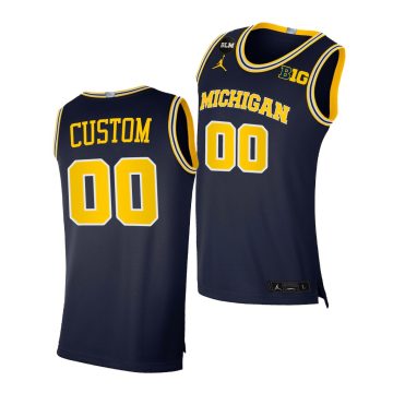 Custom Michigan Wolverines 2021 Big Ten Regular Season Champions Navy Blm Jersey March Madness
