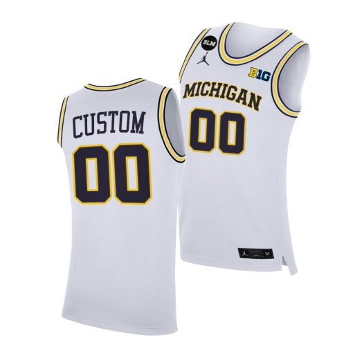 Custom Michigan Wolverines 2021 Big Ten Regular Season Champions White Blm Jersey March Madness