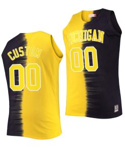 Custom Michigan Wolverines Classic Tie-dye Color Crash Uniform Navy Maize Jersey