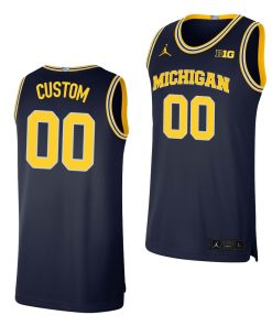 Custom Michigan Wolverines Limited Navy Basketball Jersey
