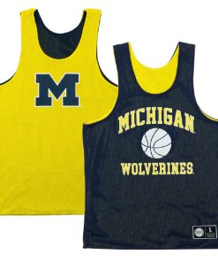 Custom Michigan Wolverines Retro Reversible Mesh Yellow Navy Practice Jersey