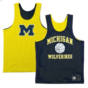 Custom Michigan Wolverines Retro Reversible Mesh Yellow Navy Practice Jersey