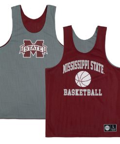Custom Mississippi State Bulldogs Retro Reversible Mesh Gray Red Practice Jersey