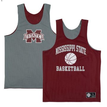 Custom Mississippi State Bulldogs Retro Reversible Mesh Gray Red Practice Jersey