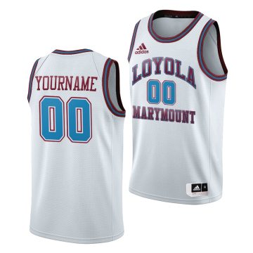 Custom NCAA Basketball Loyola Marymount Lions White Throwback Jersey