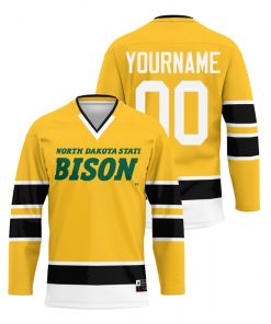 Custom Ndsu Bison Yellow College Hockey Jersey