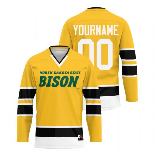 Custom Ndsu Bison Yellow College Hockey Jersey