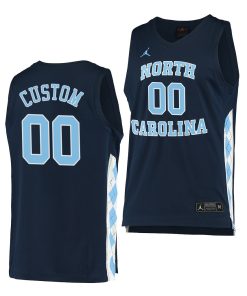 Custom North Carolina Tar Heels Navy 2020-21 Alternate College Basketball Jersey