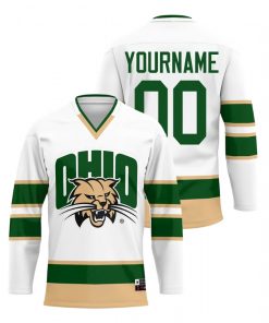 Custom Ohio Bobcats White College Hockey Jersey