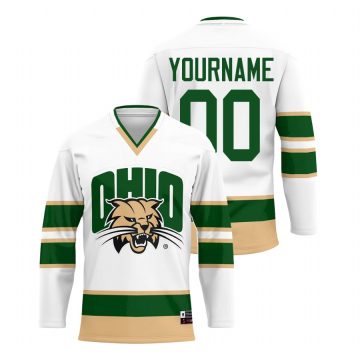 Custom Ohio Bobcats White College Hockey Jersey