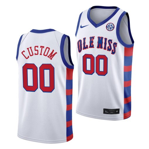 Custom Ole Miss Rebels White 2021 20th Anniversary Throwback Jersey