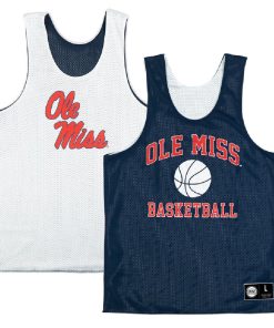 Custom Ole Miss Rebels Retro Reversible Mesh White Navy Practice Jersey