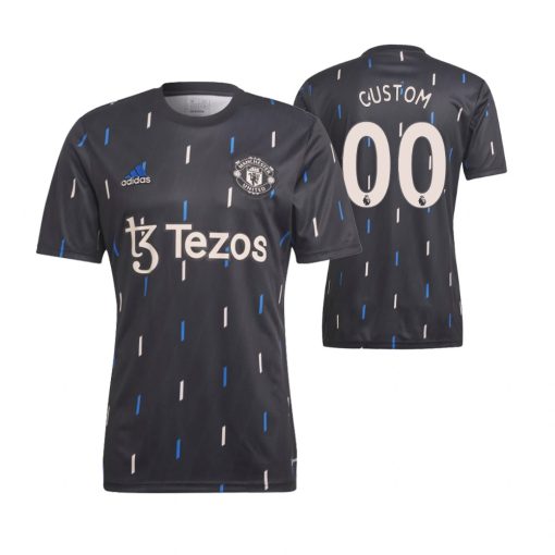 Custom Manchester United 2022-23 Pre Match Black Jersey