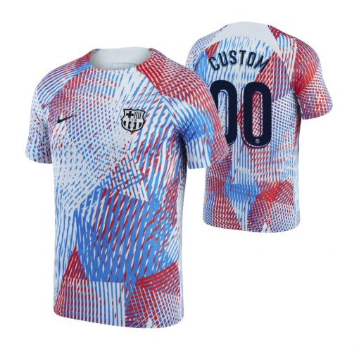 Custom Barcelona 2022-23 Pre Match Red Blue Jersey