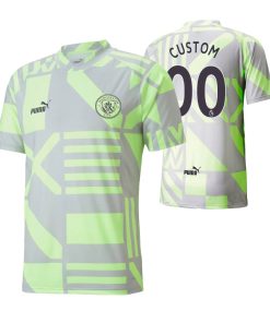 Custom Manchester City 2022 Pre-Match Grey Jersey