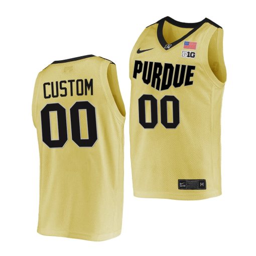 Custom Purdue Boilermakers Gold Top Overall Seed Jersey 2021-22 College Basketball