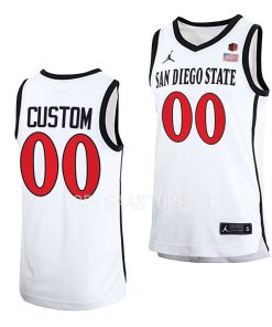 Custom San Diego State Aztecs Home Basketball Uniform White Jersey 2022-23