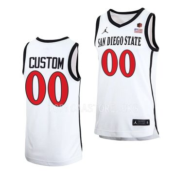 Custom San Diego State Aztecs Home Basketball Uniform White Jersey 2022-23