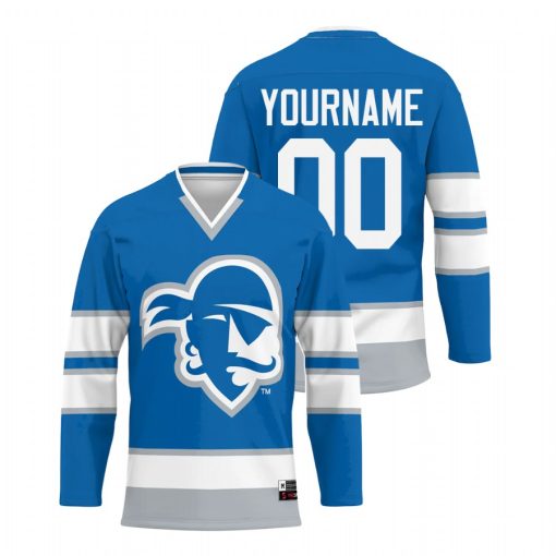 Custom Seton Hall Pirates Blue College Hockey Jersey