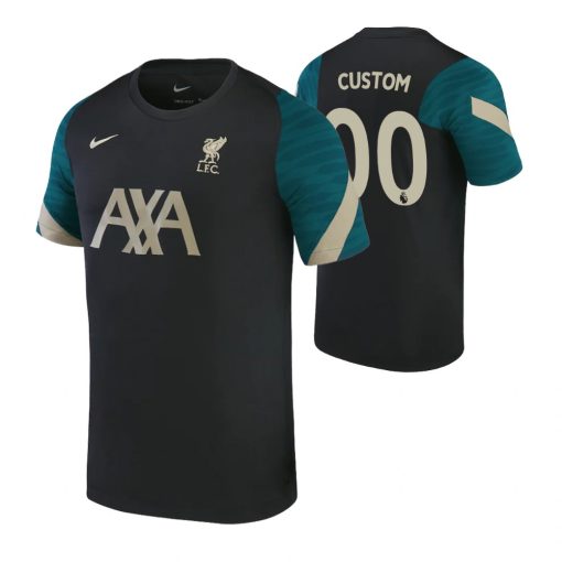 Custom Liverpool Black 2021-22 Team Logo Strike Jersey