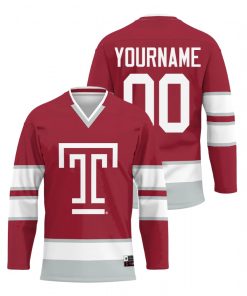 Custom Temple Owls Cherry College Hockey Jersey