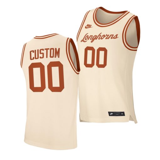 Custom Texas Longhorns Cream 2020-21 Retro Jersey