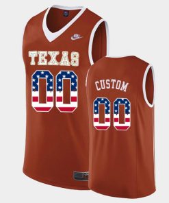 Custom Texas Longhorns Orange Usa Flag Jersey