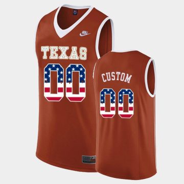 Custom Texas Longhorns Orange Usa Flag Jersey