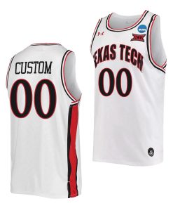 Custom Texas Tech Red Raiders 2022 NCAA March Madness Retro Basketball Uniform White Jersey