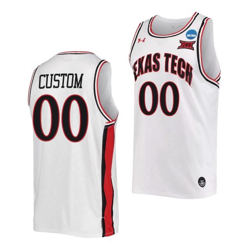 Custom Texas Tech Red Raiders 2022 NCAA March Madness Retro Basketball Uniform White Jersey