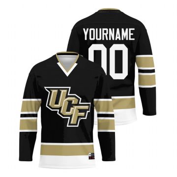 Custom Ucf Knights Black College Hockey Jersey