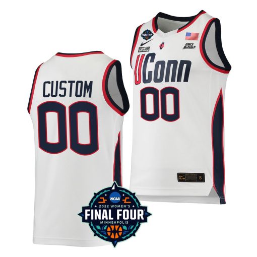 Custom Uconn Huskies 2022 March Madness Final Four White NCAA WoBasketball Jersey