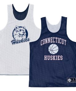 Custom Uconn Huskies Retro Reversible Mesh White Navy Practice Jersey