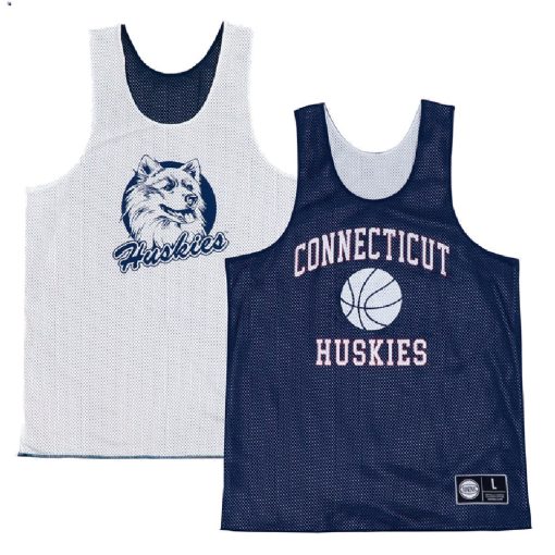 Custom Uconn Huskies Retro Reversible Mesh White Navy Practice Jersey