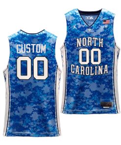 Custom Unc Tar Heels Carrier Classic Veterans Day Basketball Uniform Blue Jersey 2022
