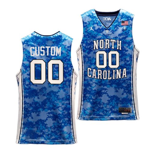 Custom Unc Tar Heels Carrier Classic Veterans Day Basketball Uniform Blue Jersey 2022