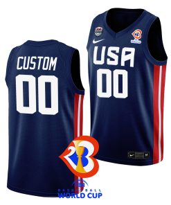 Custom Usa 2023 Fiba Basketball World Cup Navy Jersey Away