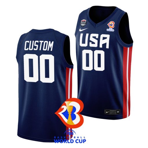 Custom Usa 2023 Fiba Basketball World Cup Navy Jersey Away