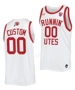 Custom Utah Utes Throwback Basketball Uniform White Jersey 2022-23