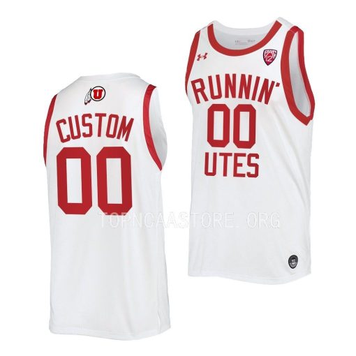 Custom Utah Utes Throwback Basketball Uniform White Jersey 2022-23