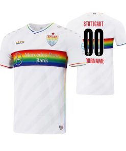 Custom VfB Stuttgart 2021-22 Rainbow limited Official Jersey White