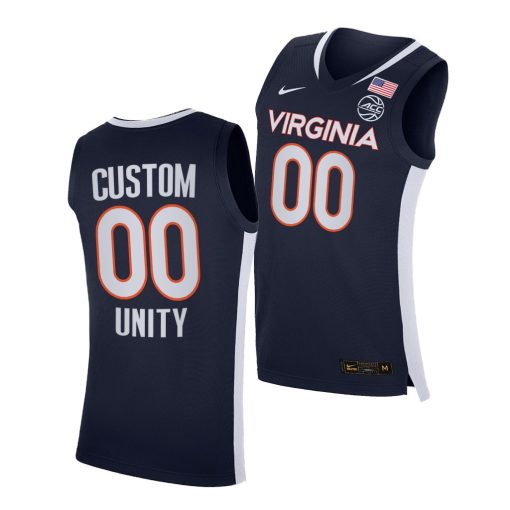 Custom Virginia Cavaliers Navy 2021 Unity Road Secondary Logo Jersey