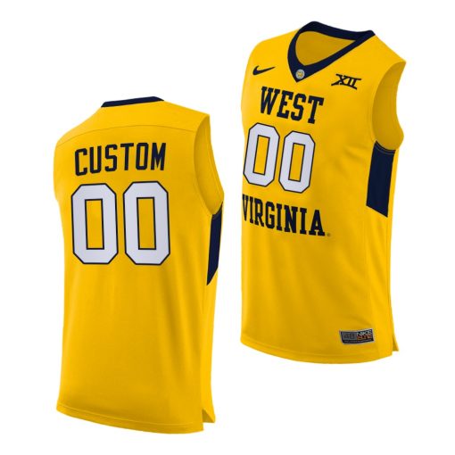 Custom West Virginia Mountaineers Yellow 2020-21 Alternate Jersey