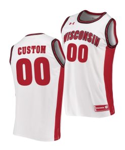 Custom Wisconsin Badgers White 2020-21 College Basketball Jersey