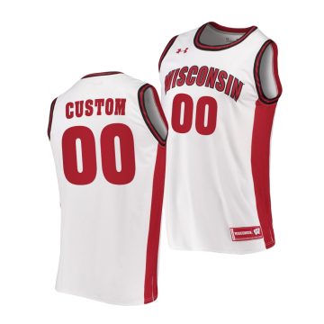 Custom Wisconsin Badgers White 2020-21 College Basketball Jersey